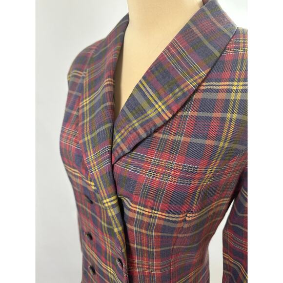 Vintage Laura Ashley Size 6 Plaid Tartan Double-Breasted Drop Waist Riding Dress - Picture 4 of 15